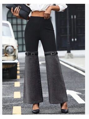 Y2K Fashion Black & Charcoal Two-Tone Convertible Pants Size Medium